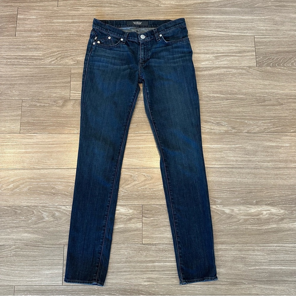 Rock & Republic Berlin rhinestone embroidered logo skinny jeans